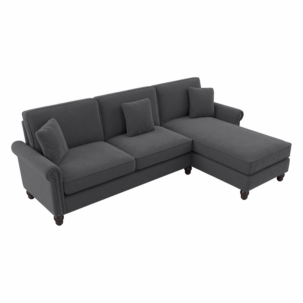 Bush Furniture Coventry 102W Sectional Couch , Charcoal Gray Herringbone Fabric. Picture 1
