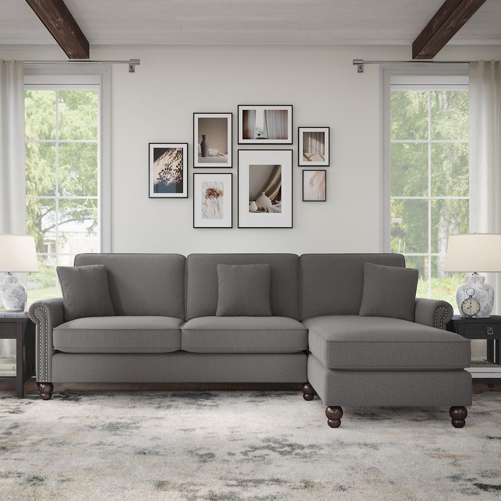 Bush Furniture Coventry 102W Sectional Couch , French Gray Herringbone Fabric. Picture 2