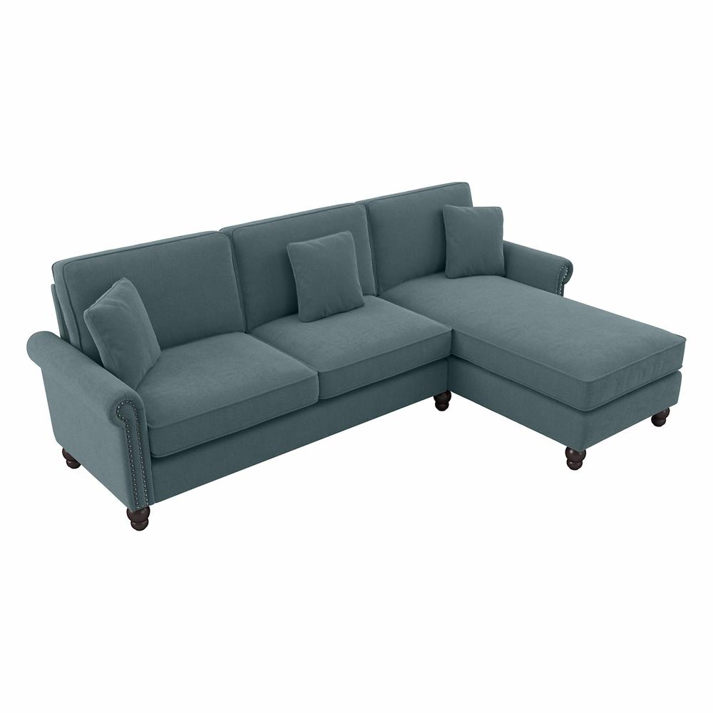 Bush Furniture Coventry 102W Sectional Couch , Turkish Blue Herringbone Fabric. The main picture.