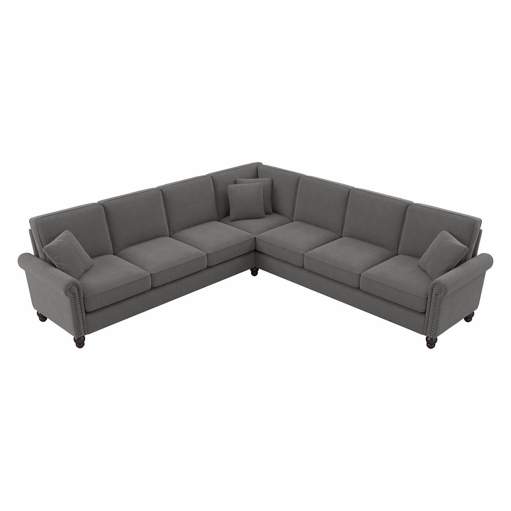 Bush Furniture Coventry 111W L Shaped Sectional Couch, French Gray Herringbone Fabric. Picture 1