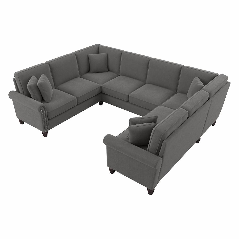 Bush Furniture Coventry 113W U Shaped Sectional Couch, French Gray Herringbone Fabric. Picture 1