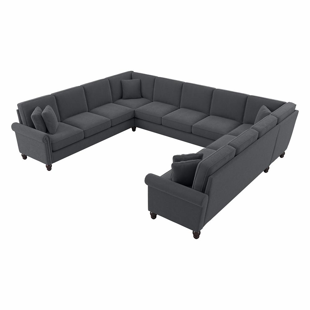 Bush Furniture Coventry 137W U Shaped Sectional Couch, Dark Gray Microsuede Fabric. Picture 1