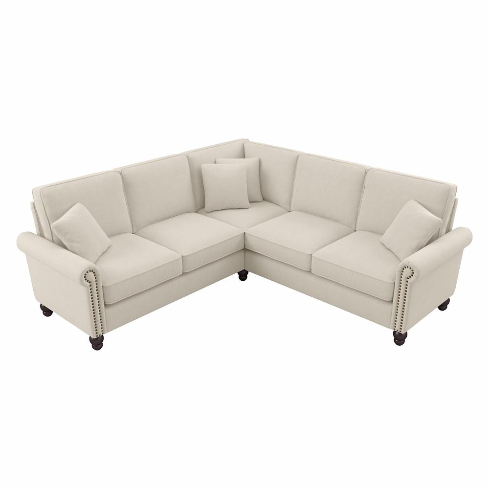 Bush Furniture Coventry 87W L Shaped Sectional Couch, Cream Herringbone Fabric. Picture 1