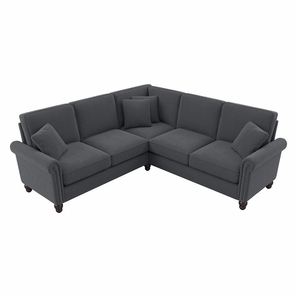 Bush Furniture Coventry 87W L Shaped Sectional Couch, Dark Gray Microsuede Fabric. Picture 1