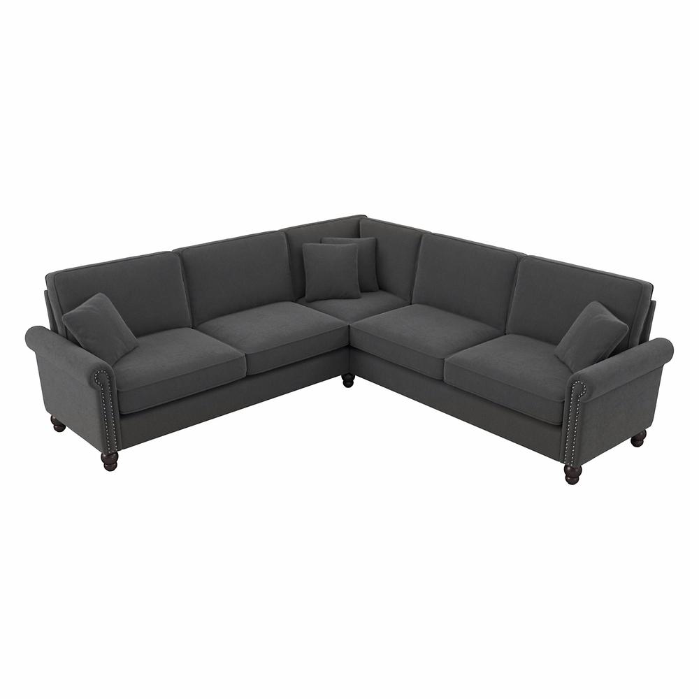 Bush Furniture Coventry 99W L Shaped Sectional Couch, Charcoal Gray Herringbone Fabric. Picture 1