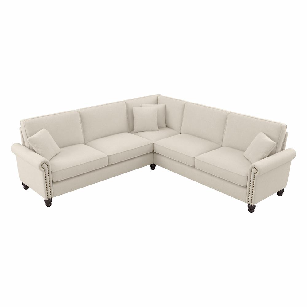 Bush Furniture Coventry 99W L Shaped Sectional Couch, Cream Herringbone Fabric. Picture 1