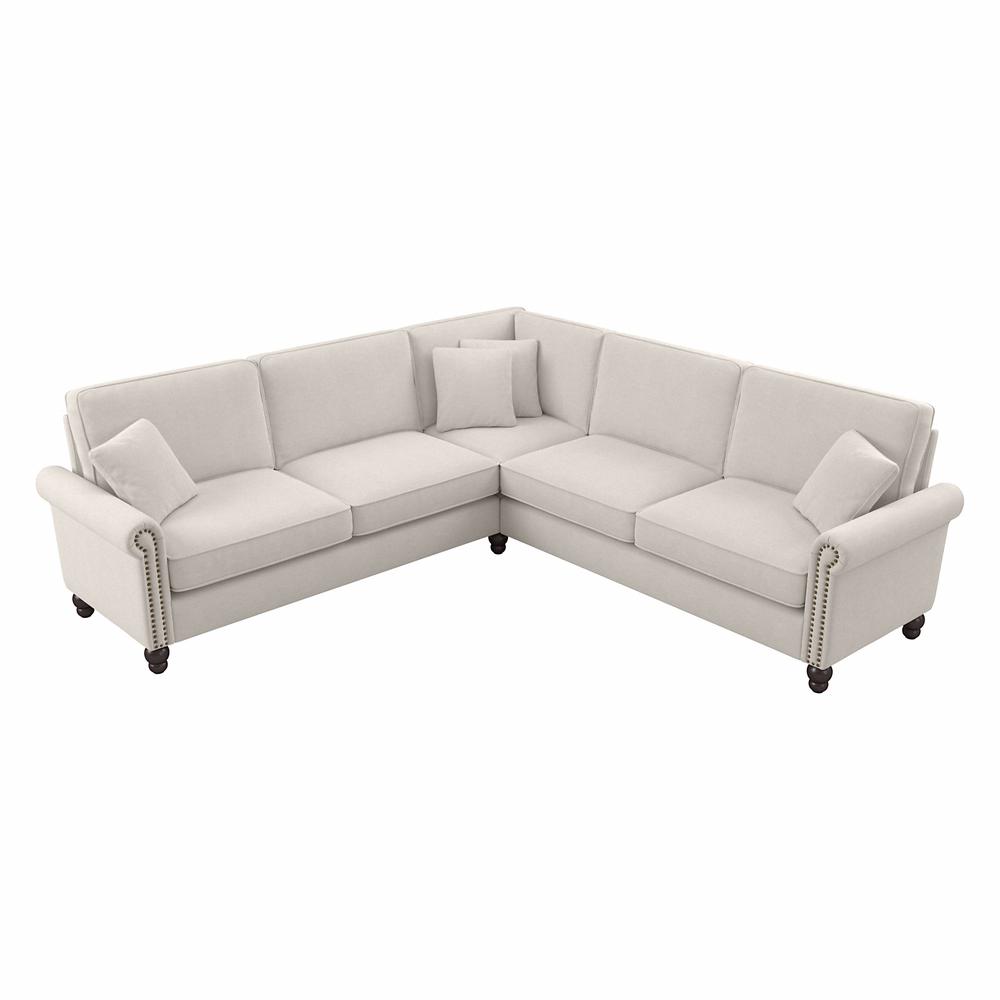 Bush Furniture Coventry 99W L Shaped Sectional Couch, Light Beige Microsuede Fabric. Picture 1
