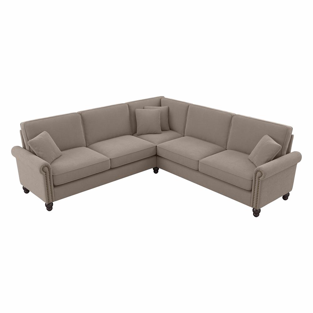 Bush Furniture Coventry 99W L Shaped Sectional Couch, Tan Microsuede Fabric. Picture 1