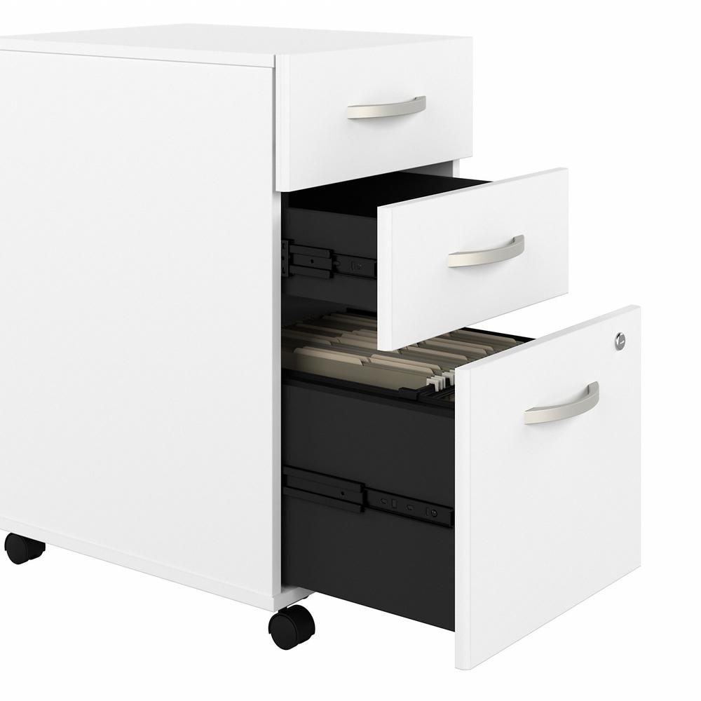 Bush Business Furniture Hybrid 3 Drawer Mobile File Cabinet - Assembled - White. Picture 6