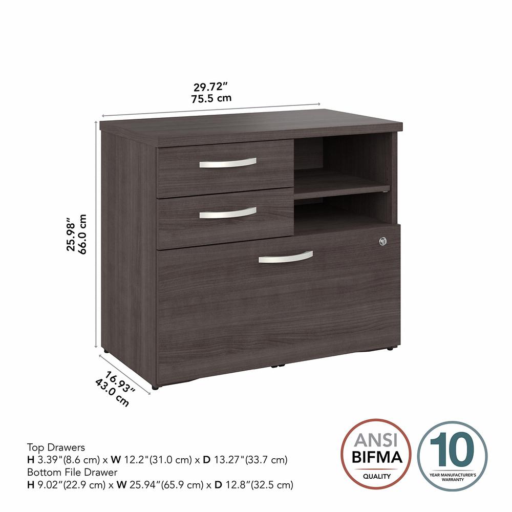 Bush Business Furniture Hybrid Office Storage Cabinet with Drawers and Shelves - Storm Gray. Picture 5