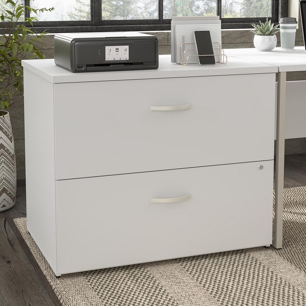 Bush Business Furniture Hybrid 2 Drawer Lateral File Cabinet - Assembled - White. Picture 2