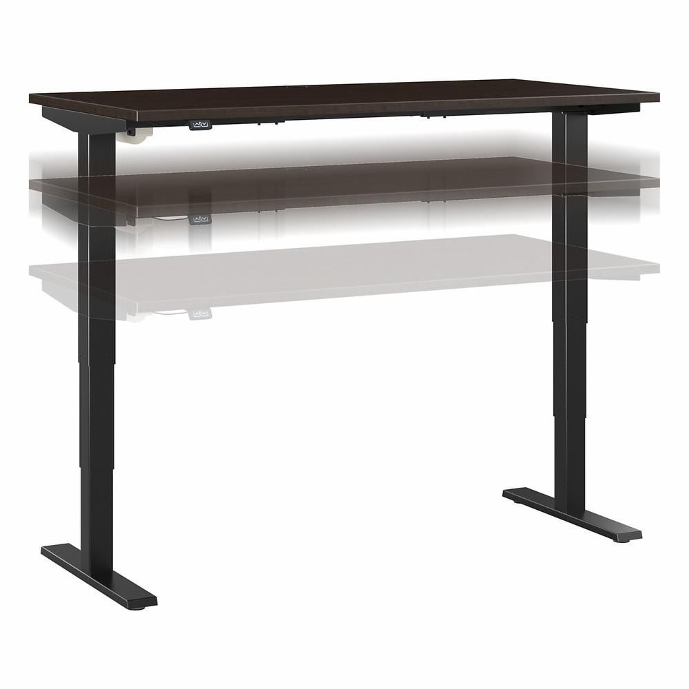 Move 40 Series by Bush Business Furniture 60W x 30D Electric Height Adjustable Standing Desk Mocha Cherry/Black Powder Coat. The main picture.