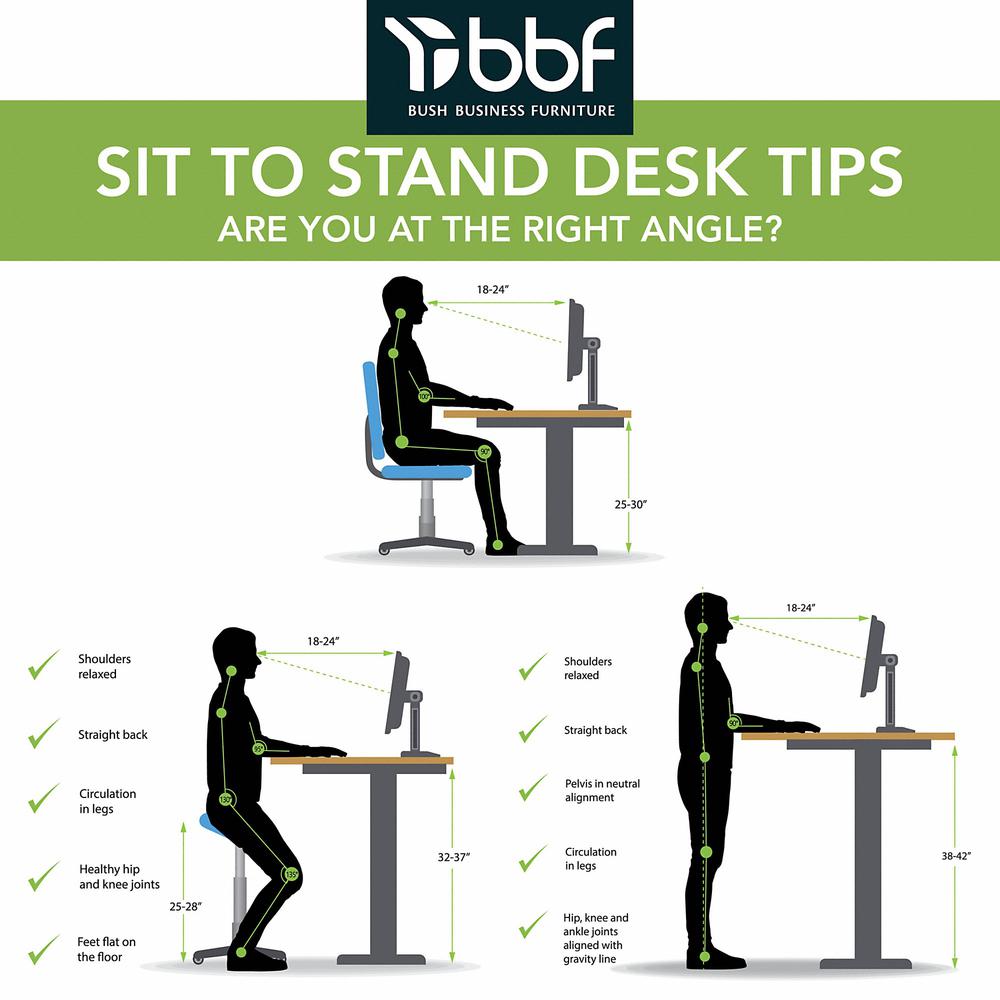 Move 40 Series by Bush Business Furniture 48W x 24D Electric Height Adjustable Standing Desk White/Black Powder Coat. Picture 4