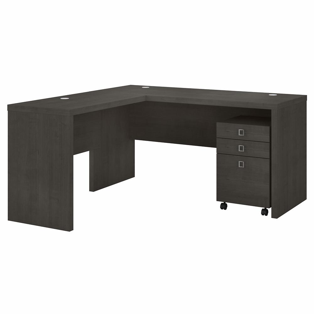 Echo L Shaped Desk with Mobile File Cabinet in Charcoal Maple. Picture 1
