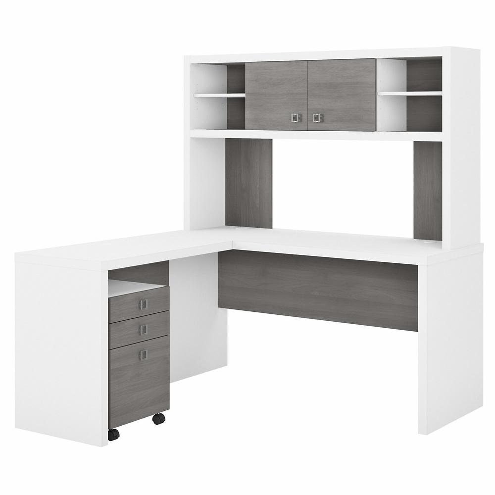 Echo L Shaped Desk with Hutch and Mobile File Cab