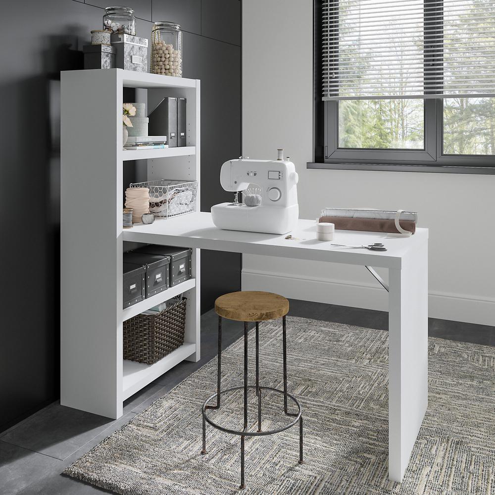 Echo 56W Craft Table in Pure White and Modern Gray. Picture 2