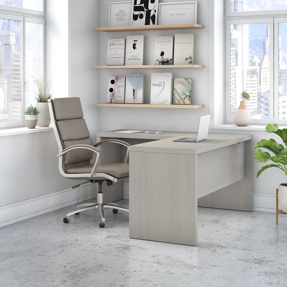 Echo L Shaped Desk in Gray Sand. Picture 2
