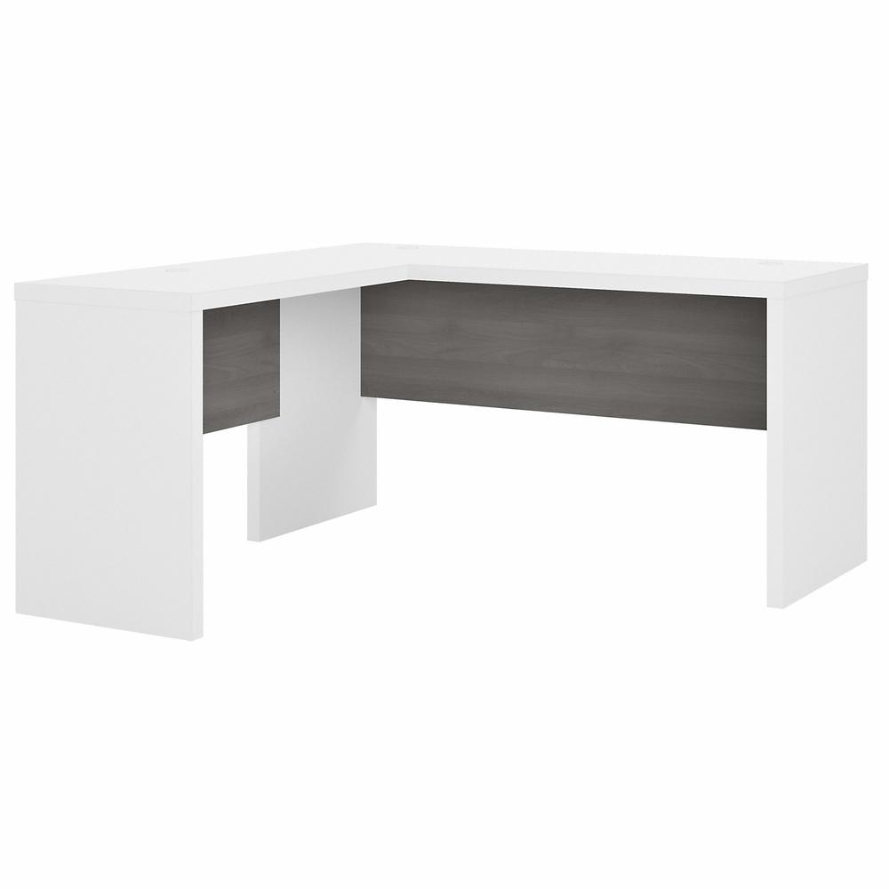 Echo L Shaped Desk in Pure White and Modern Gray. Picture 1