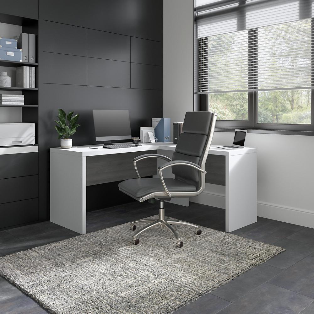 Echo L Shaped Desk in Pure White and Modern Gray. Picture 2