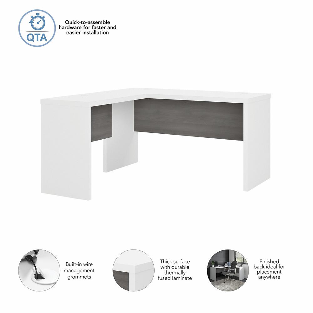Echo L Shaped Desk in Pure White and Modern Gray. Picture 3