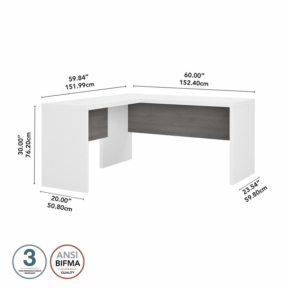 Echo L Shaped Desk in Pure White and Modern Gray. Picture 5
