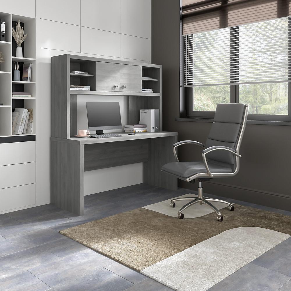 Echo 60W Credenza Desk with Hutch in Modern Gray. Picture 2