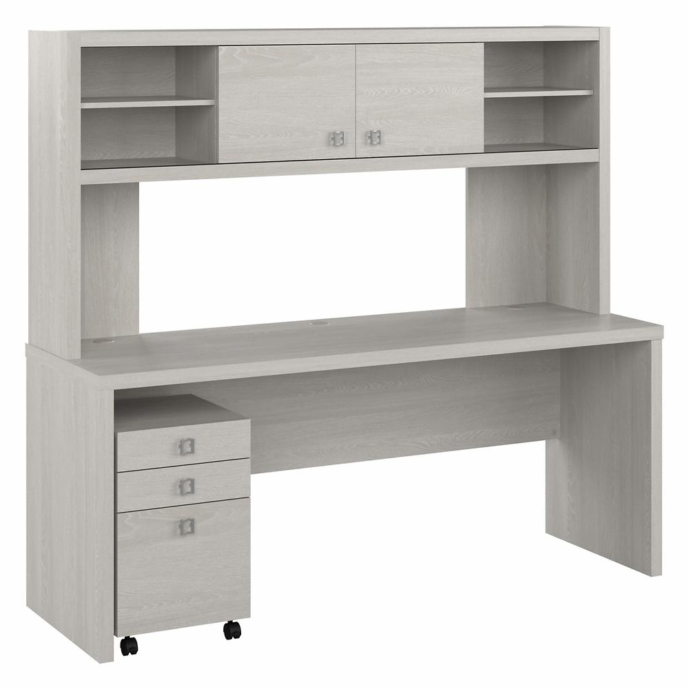 Echo 72W Computer Desk with Hutch and 3 Drawer Mobile File Cabinet in Gray Sand. Picture 1