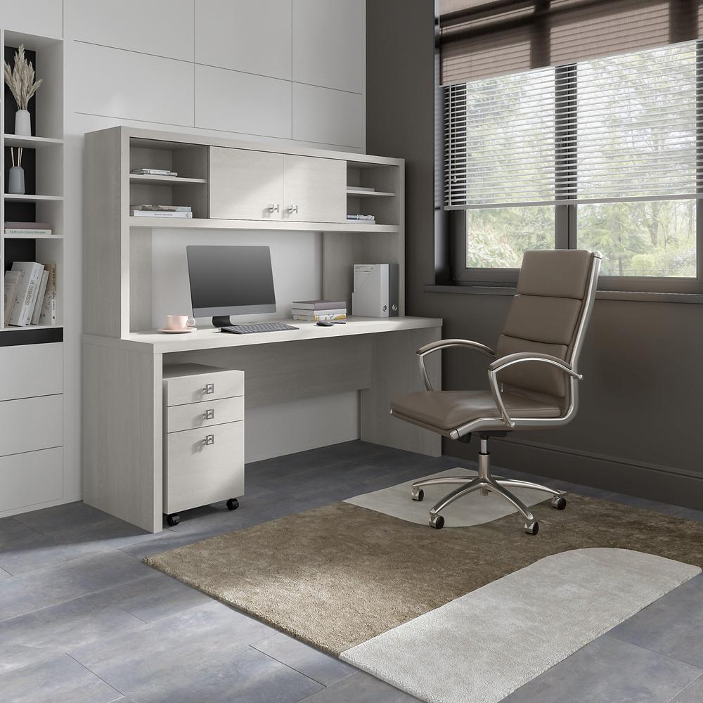 Echo 72W Computer Desk with Hutch and 3 Drawer Mobile File Cabinet in Gray Sand. Picture 2
