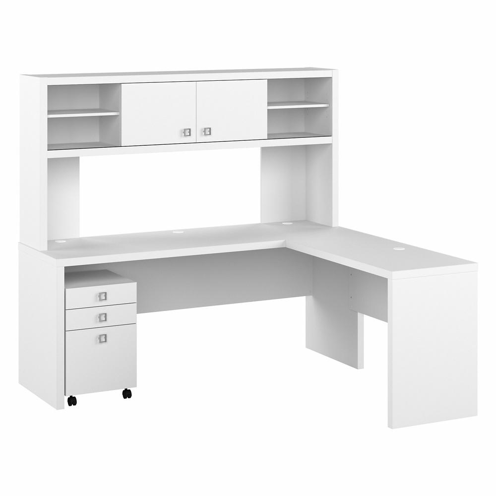 Echo 72W L Shaped Computer Desk with Hutch and 3 Drawer Mobile File Cab. Picture 1