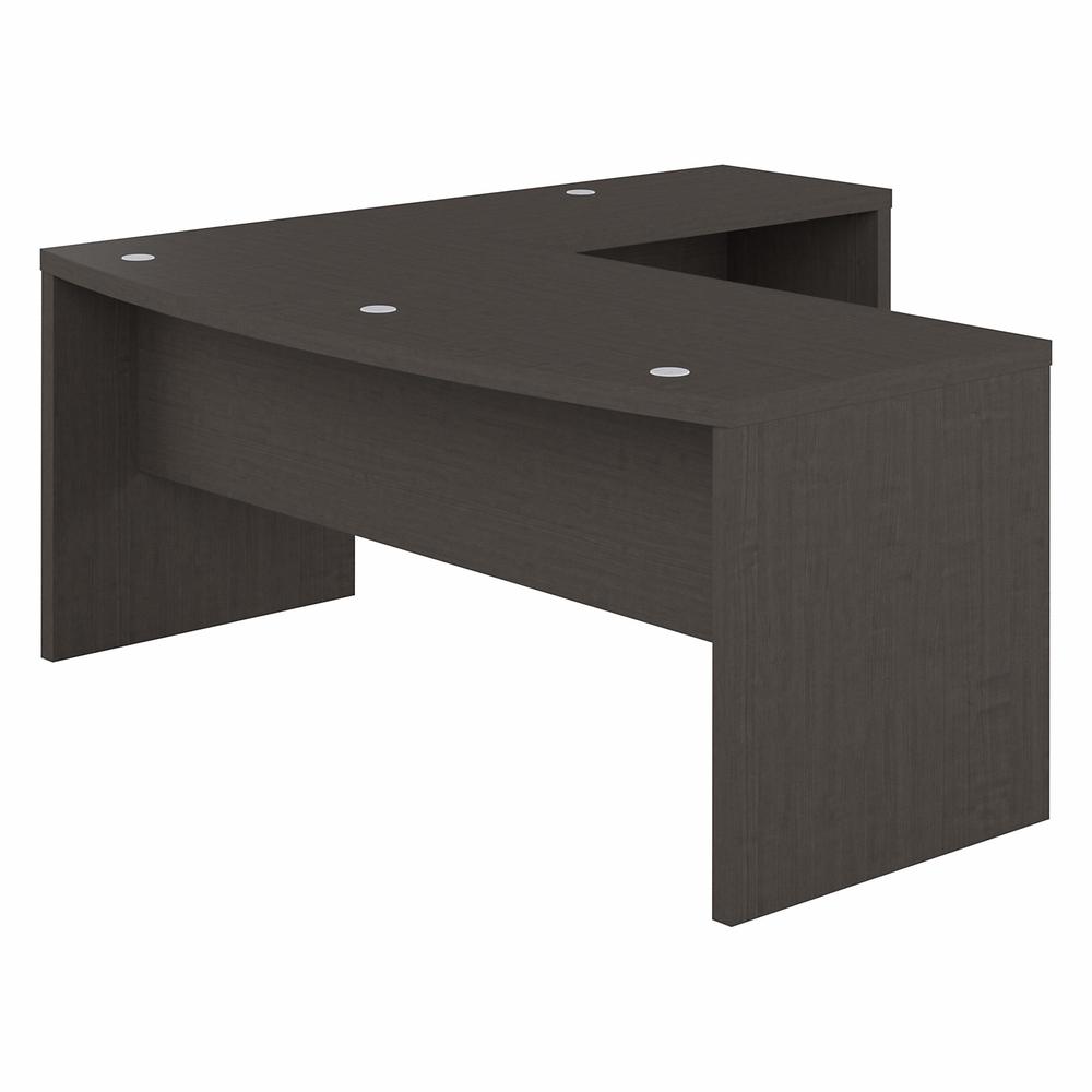 Echo 72W Bow Front L Shaped Desk in Charcoal Maple. Picture 3