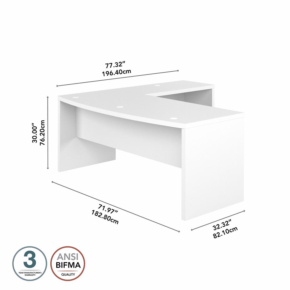 Echo 72W Bow Front L Shaped Desk in Pure White. Picture 5