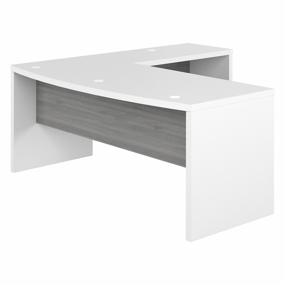 Echo 72W Bow Front L Shaped Desk in Pure White and Modern Gray. Picture 1