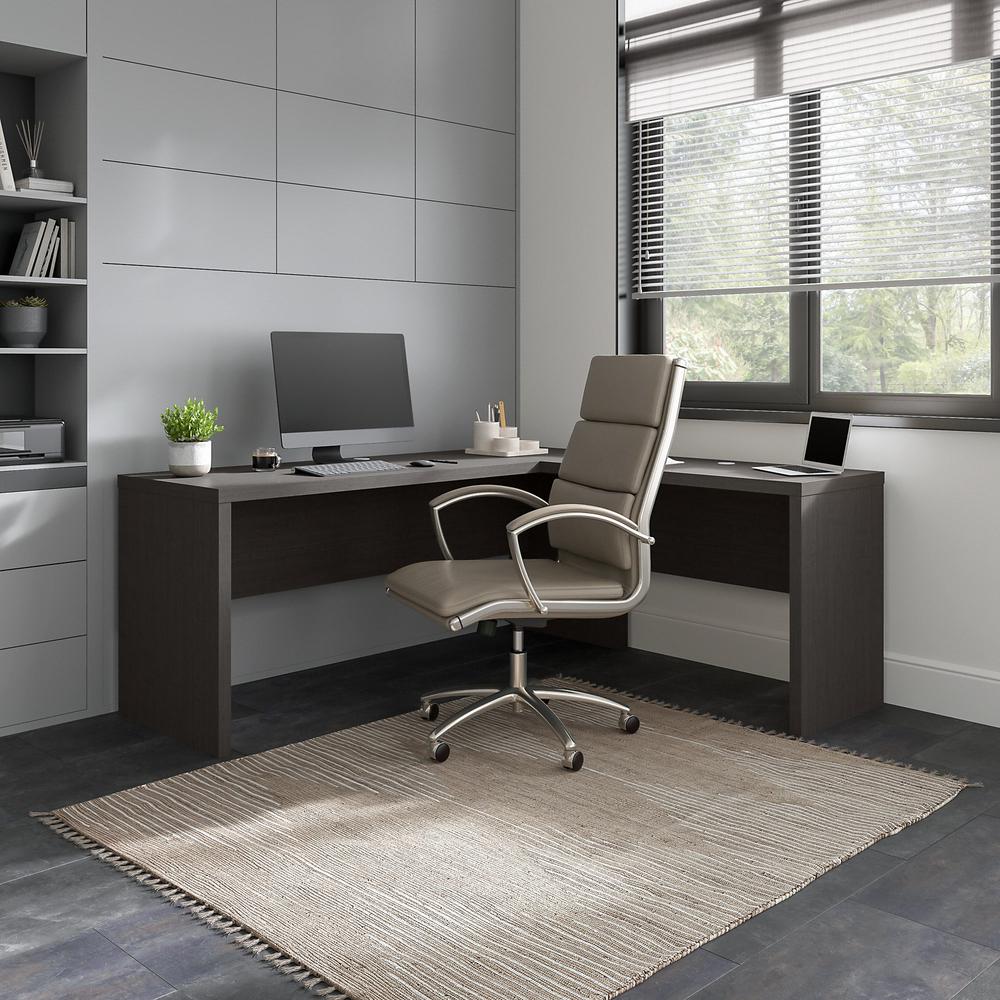 Echo 72W L Shaped Computer Desk in Charcoal Maple. Picture 2