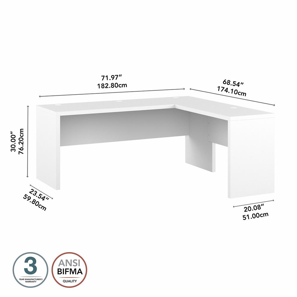 Office by kathy ireland® Echo 72W L Shaped Computer Desk - Pure White. Picture 5