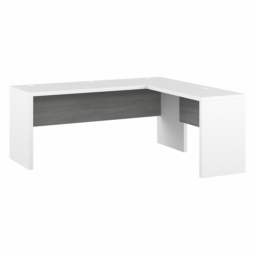 Echo 72W L Shaped Computer Desk in Pure White and Modern Gray. Picture 1