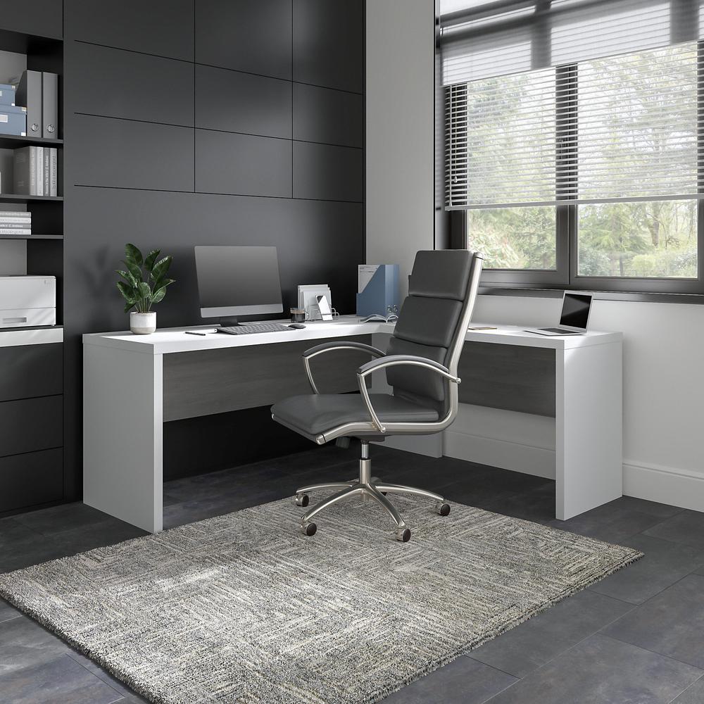 Echo 72W L Shaped Computer Desk in Pure White and Modern Gray. Picture 2