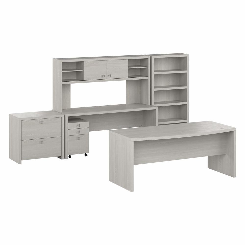 Office by kathy ireland® Echo 72W Bow Front Desk Set with Credenza, Hutch and Storage - Gray Sand. The main picture.