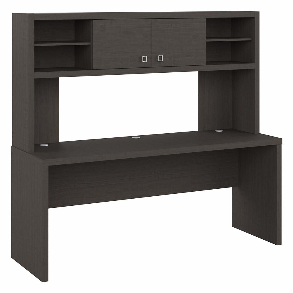 Echo 72W Computer Desk with Hutch in Charcoal Maple. Picture 1
