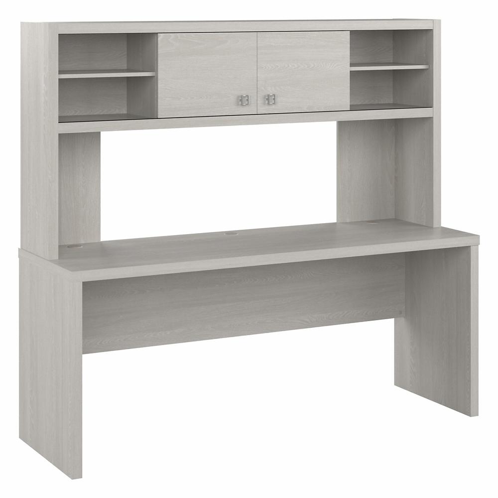Echo 72W Computer Desk with Hutch in Gray Sand. Picture 1