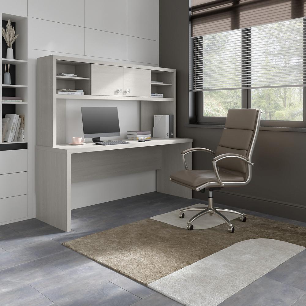 Echo 72W Computer Desk with Hutch in Gray Sand. Picture 2