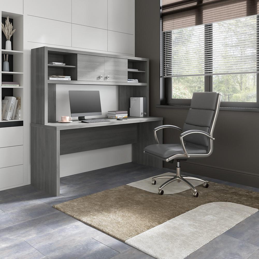 Office by kathy ireland® Echo 72W Computer Desk with Hutch - Modern Gray. Picture 2