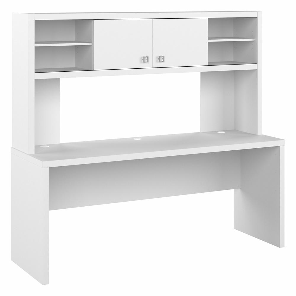 Echo 72W Computer Desk with Hutch in Pure White. Picture 1
