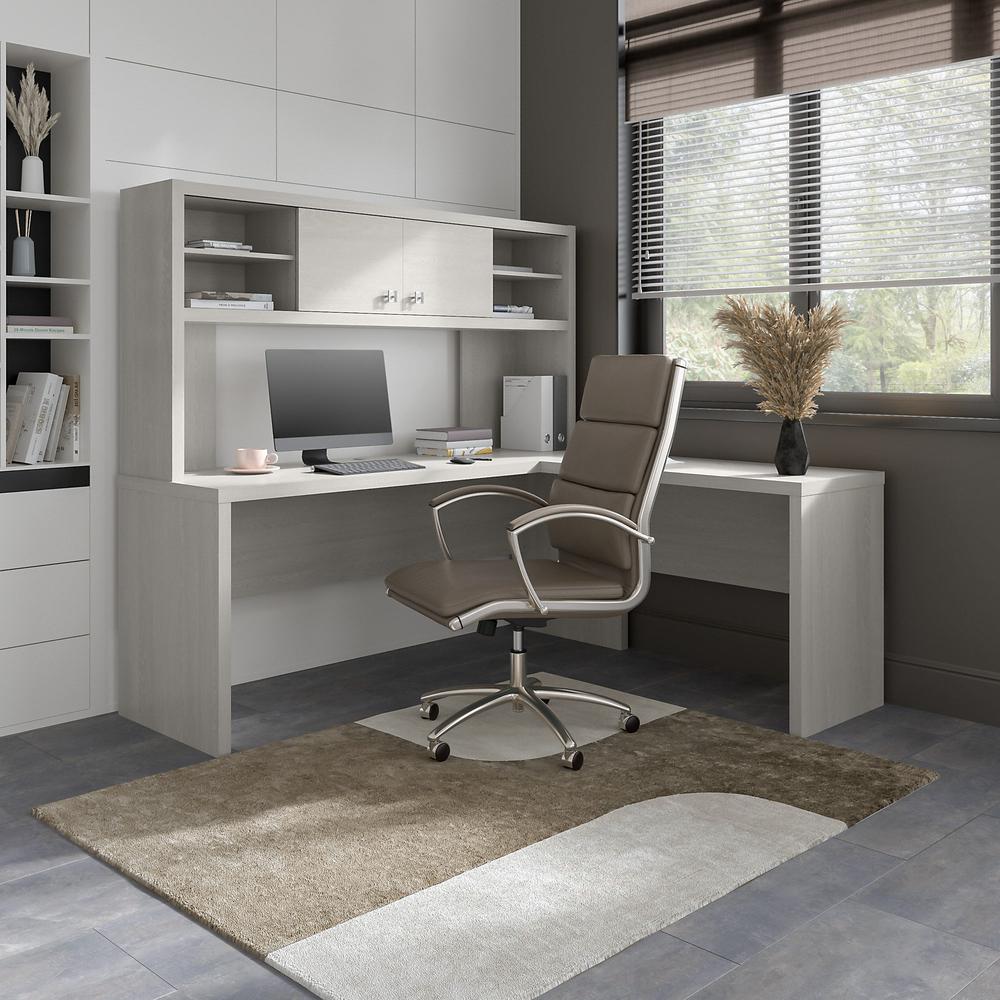 Echo 72W L Shaped Computer Desk with Hutch in Gray Sand. Picture 6