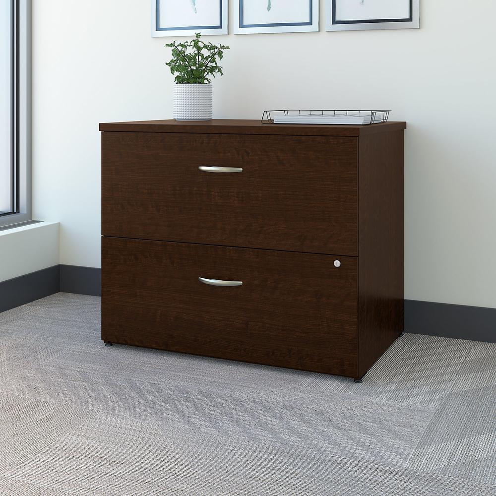 Bush Business Furniture Easy Office Lateral File Cabinet, Mocha Cherry. Picture 2