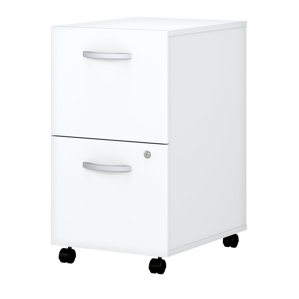 Bush Business Furniture Easy Office 2 Drawer Mobile File Cabinet - Assembled ,White. Picture 1
