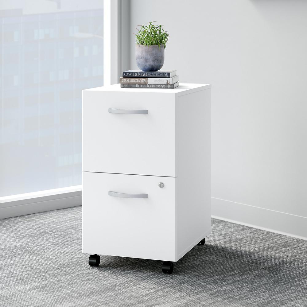 Bush Business Furniture Easy Office 2 Drawer Mobile File Cabinet - Assembled ,White. Picture 2