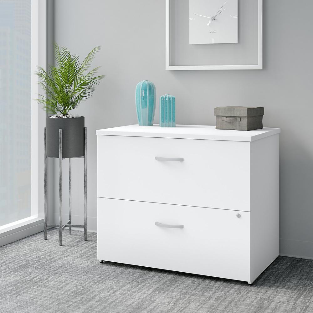 Bush Business Furniture Easy Office 2 Drawer Lateral File Cabinet - Assembled ,White. Picture 2