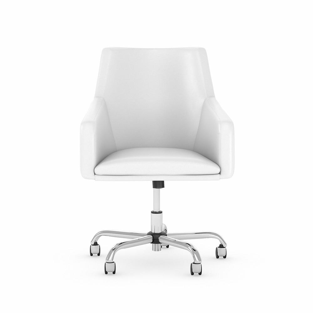 Bush Business Furniture Easy Office Mid Back Leather Box Chair, White Leather. Picture 1