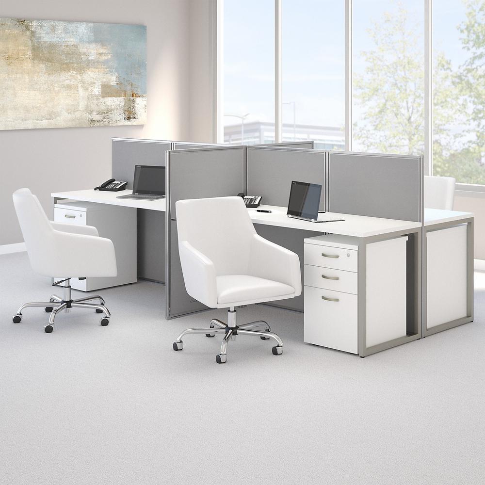 Bush Business Furniture Easy Office Mid Back Leather Box Chair, White Leather. Picture 8