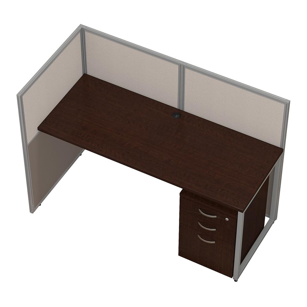 Bush Business Furniture Easy Office 60W Cubicle Desk with File Cabinet and 45H Open Panels Workstation, Mocha Cherry. Picture 2
